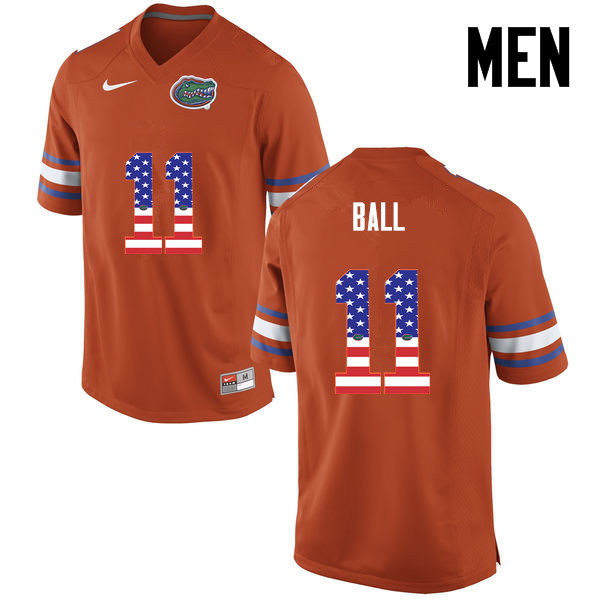 Men Florida Gators #11 Neiron Ball College Football USA Flag Fashion Jerseys-Orange - Click Image to Close